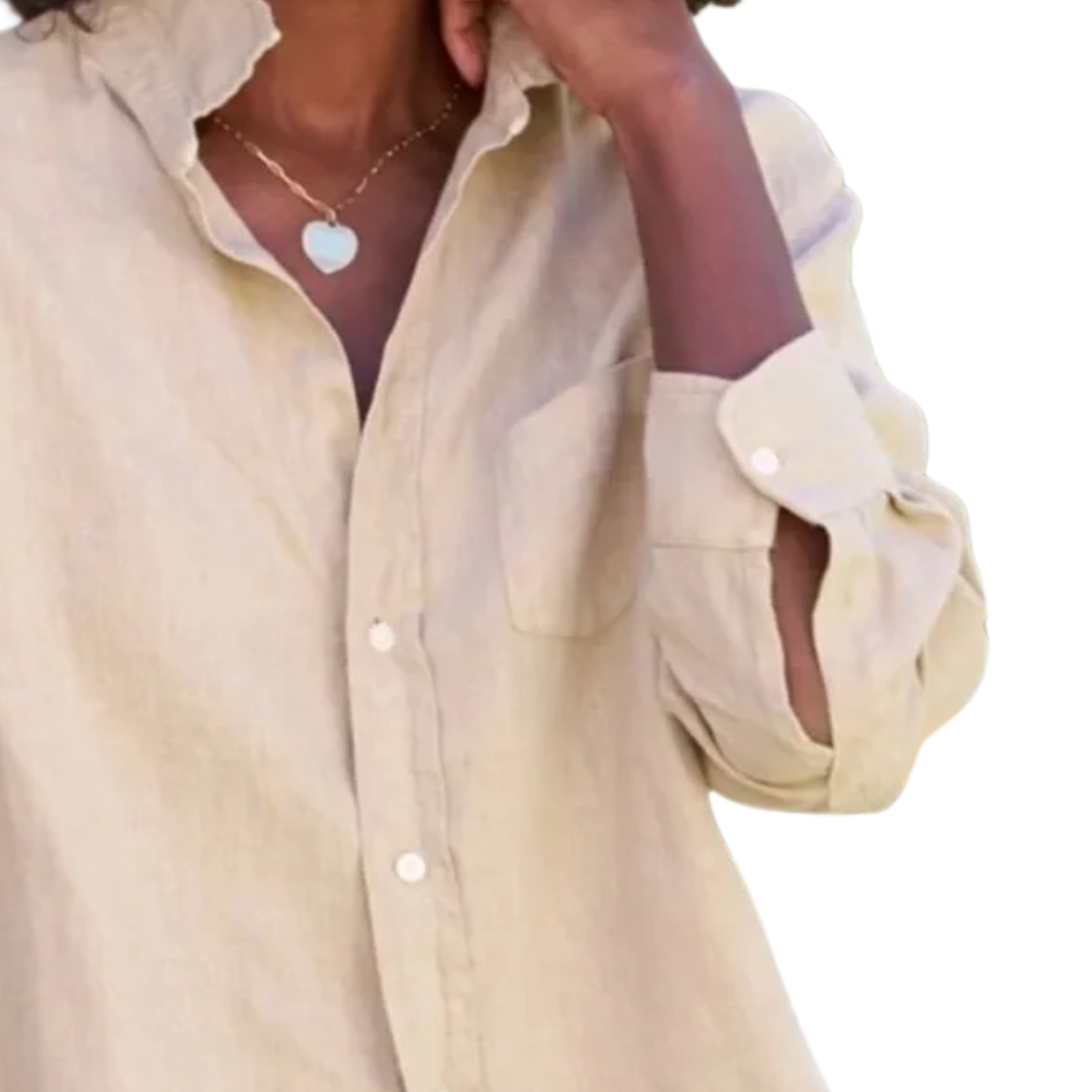 Eileen Relaxed Button-Up Shirt in Biscuit