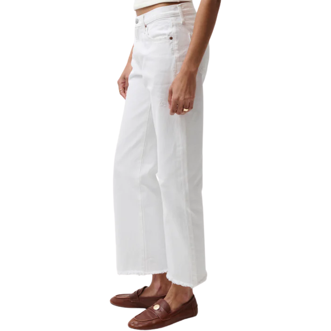 Lexi Mid Rise Bowed Straight Jean in Luxe White Vintage