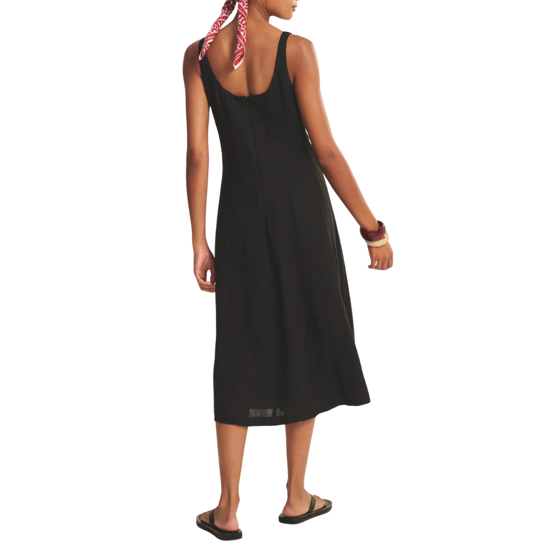 Austen Linen Dress in Black