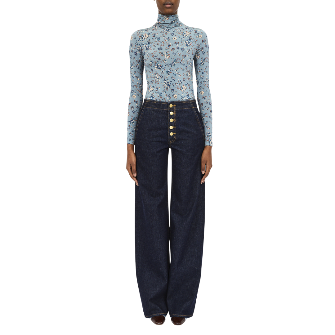 Aurelia Long Sleeve Jersey Top in Celeste Floral