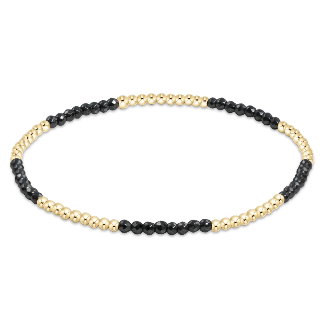 Blissful Pattern 2mm Bead Bracelet in Faceted Hematite