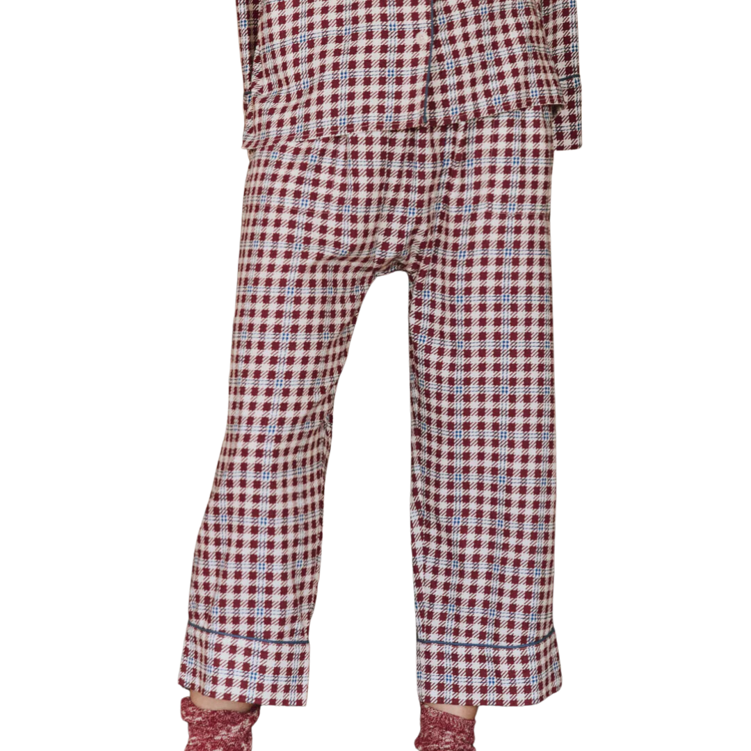 The Pajama Pant in Bordeaux Plaid