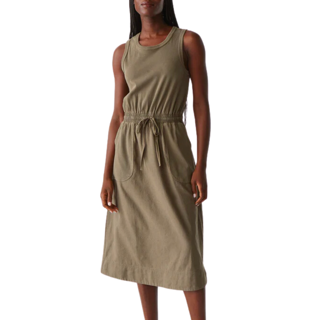 camo midi dress Michael Stars Wilhelmina Mixed Fabric Midi Dress in Camo