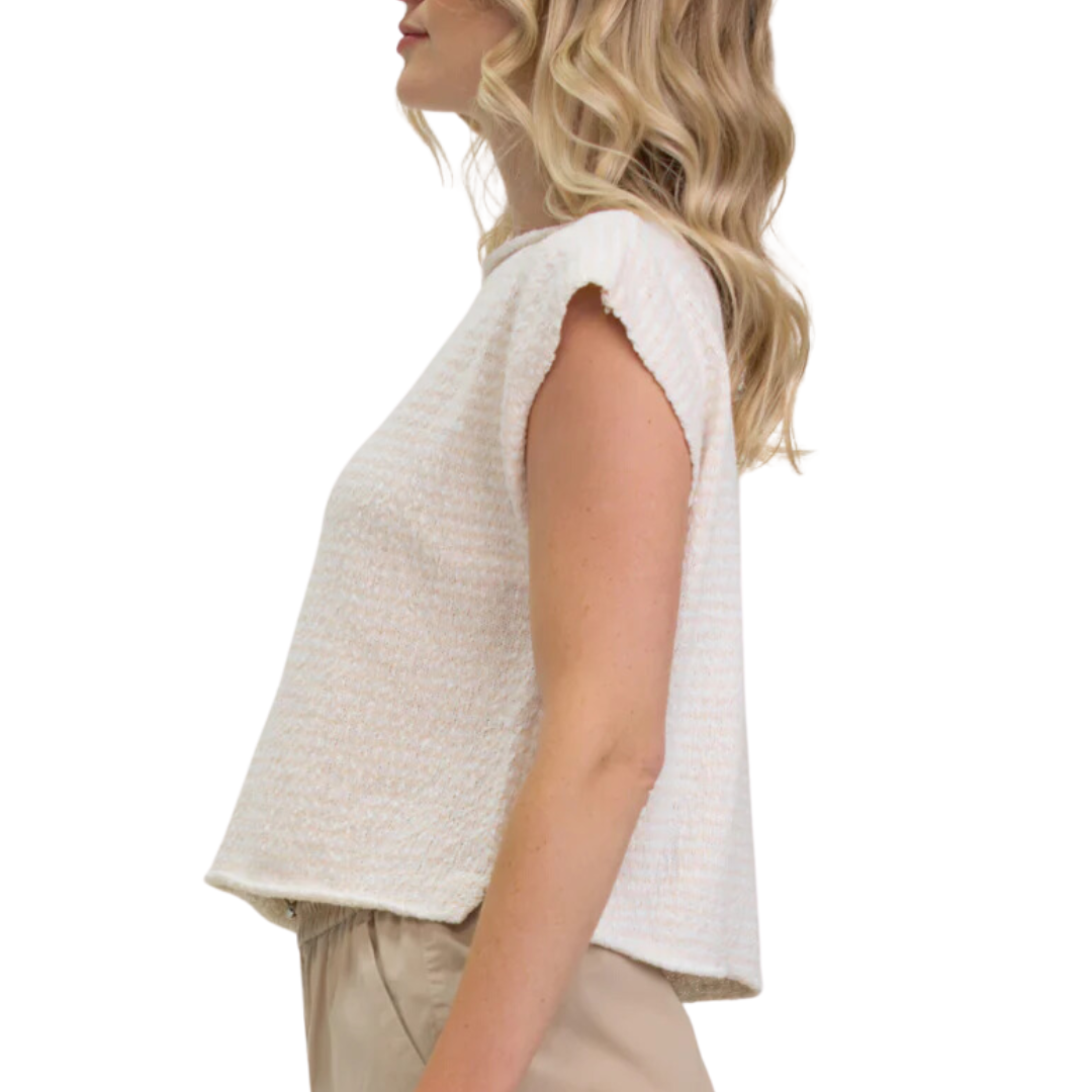 Square Knit Tee in Ivory/Natural