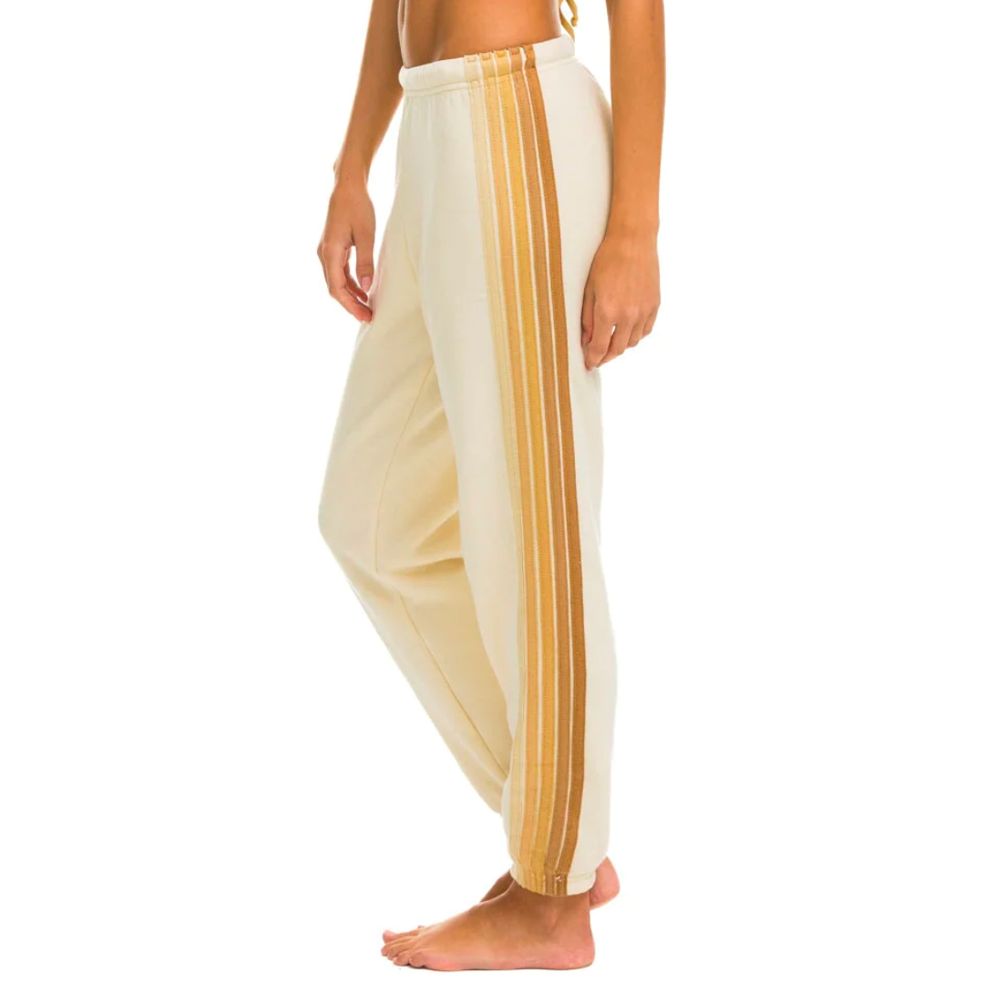 5 Stripe Sweatpants in Vintage White/Tan