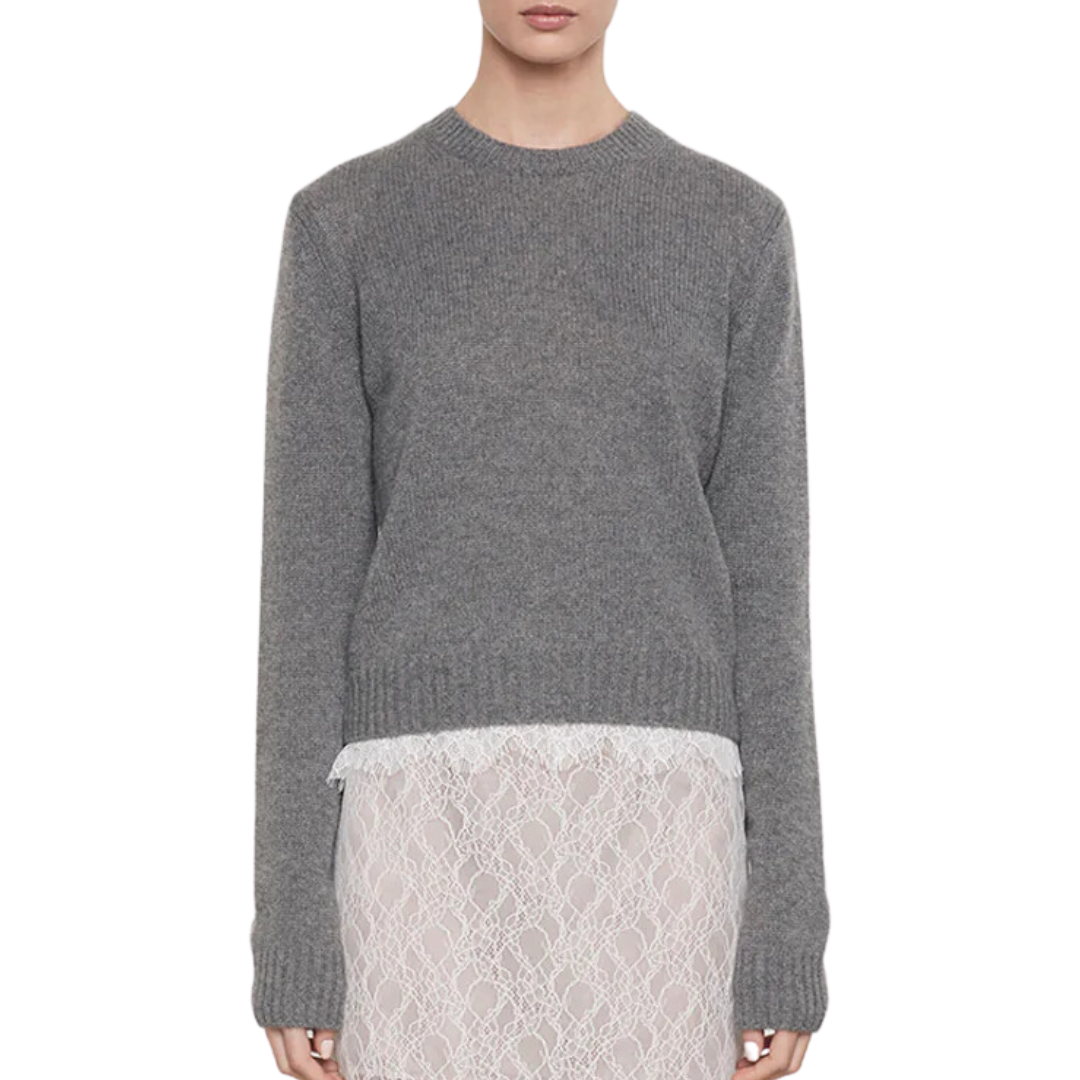 Cashmere Easy L/S Crew in Thunder