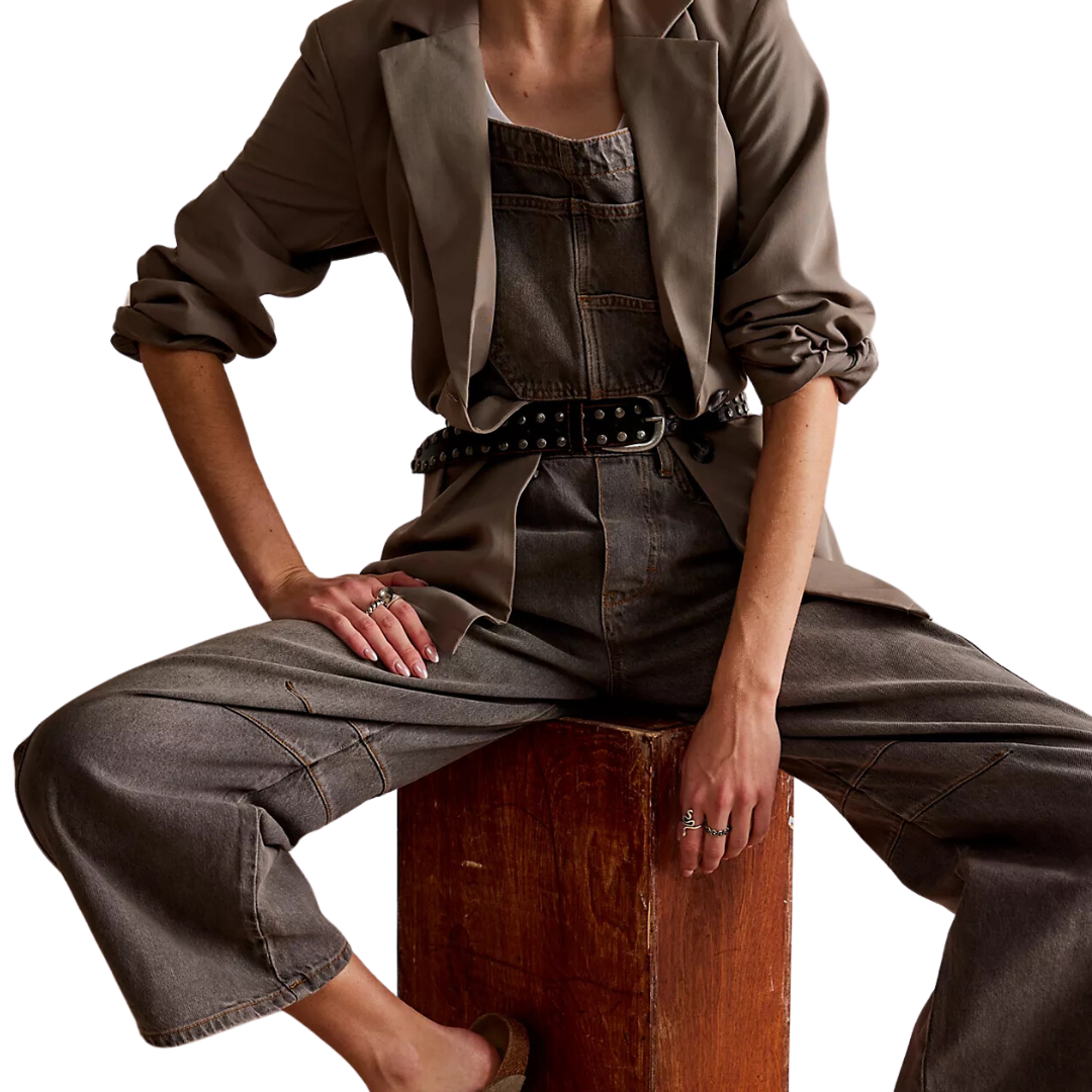 We The Free Good Luck Barrel Overalls in Archive Grey
