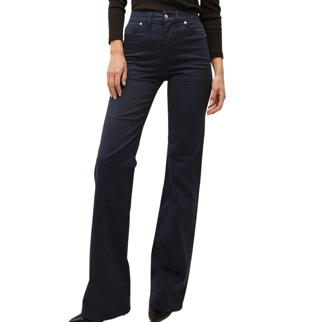 Crosbie Slim Wide-Leg Pant in Navy
