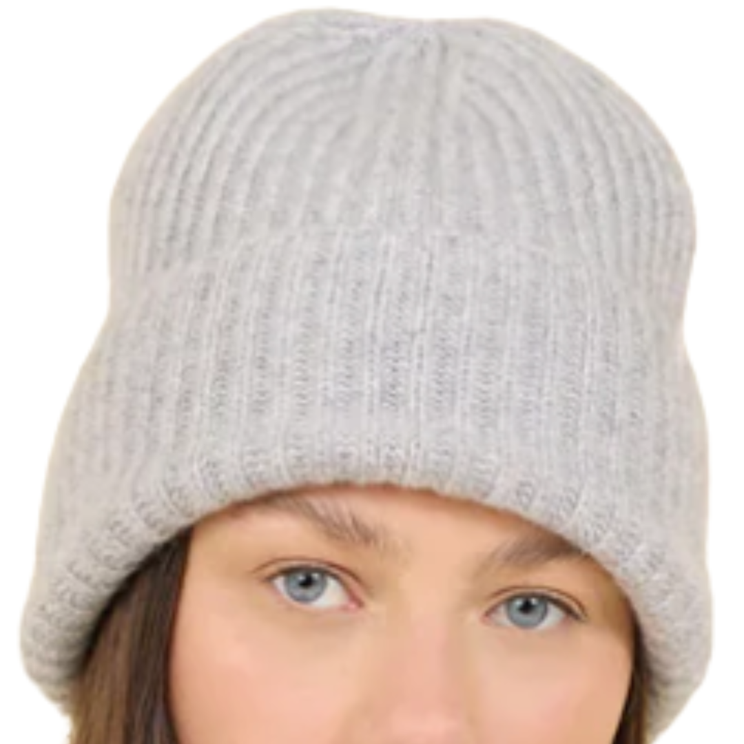 Pacific Cashmere Beanie in Heather Grey