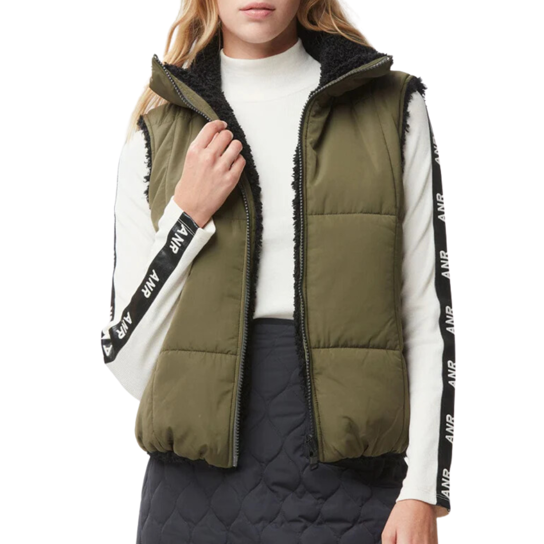 Sonja Reversible Short Vest in Dark Moss