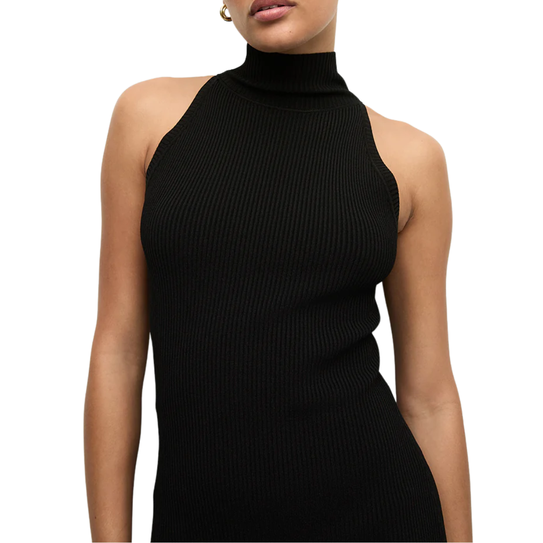 Briggita Knit Halter Dress in Black