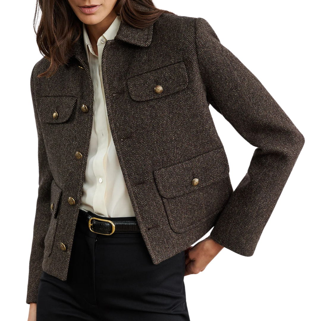 Paola Jacket in Bark Herringbone
