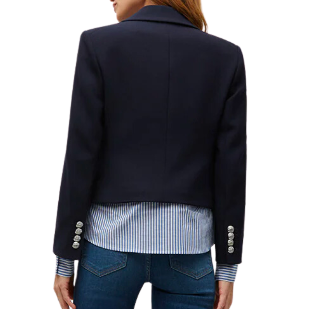 Zion Mixed-Media Jacket in Navy