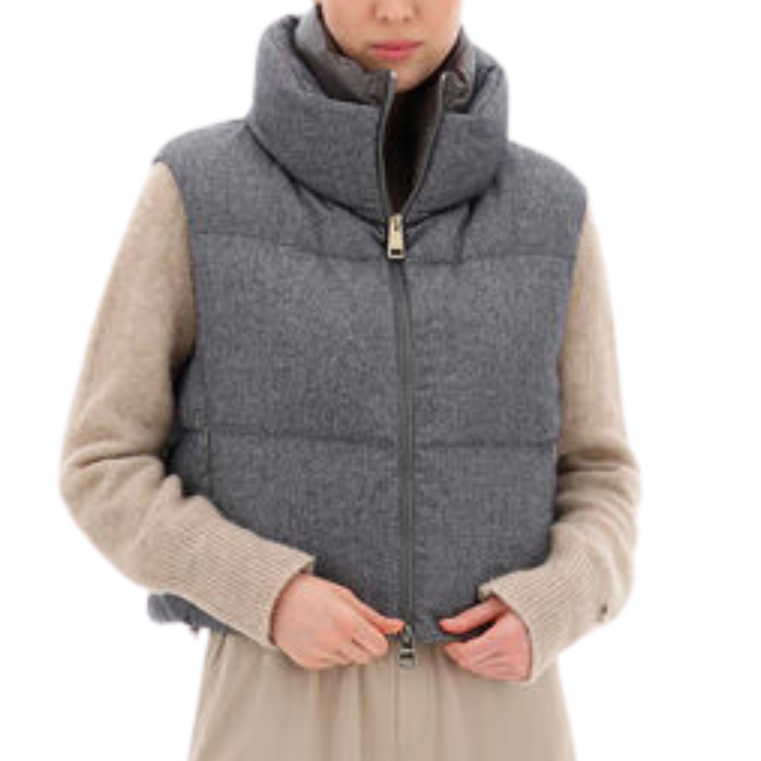 Cashmere, Silk, and Nylon Ultralight Sleeveless Jacket in Grey