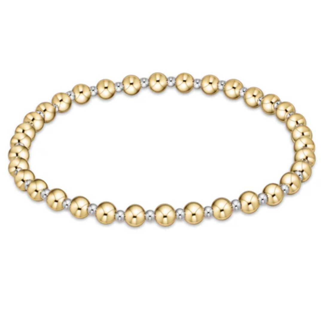Classic Grateful Pattern 4mm Bead Bracelet in Mixed Metal