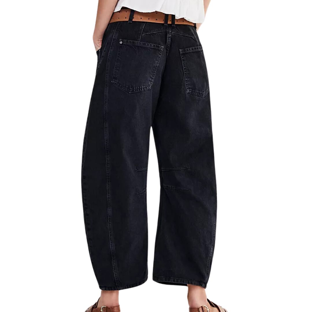We The Free Good Luck Mid-Rise Barrel Jeans in Soundwave