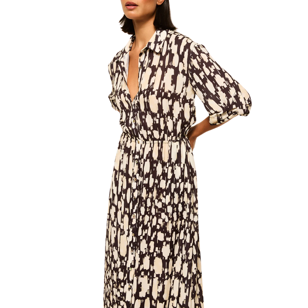 Lourdes Dress in Abstract Geo Crepe