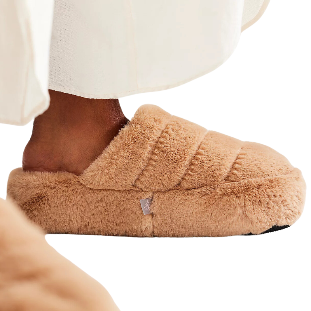 It's A Vibe Platform Slippers in Teddy