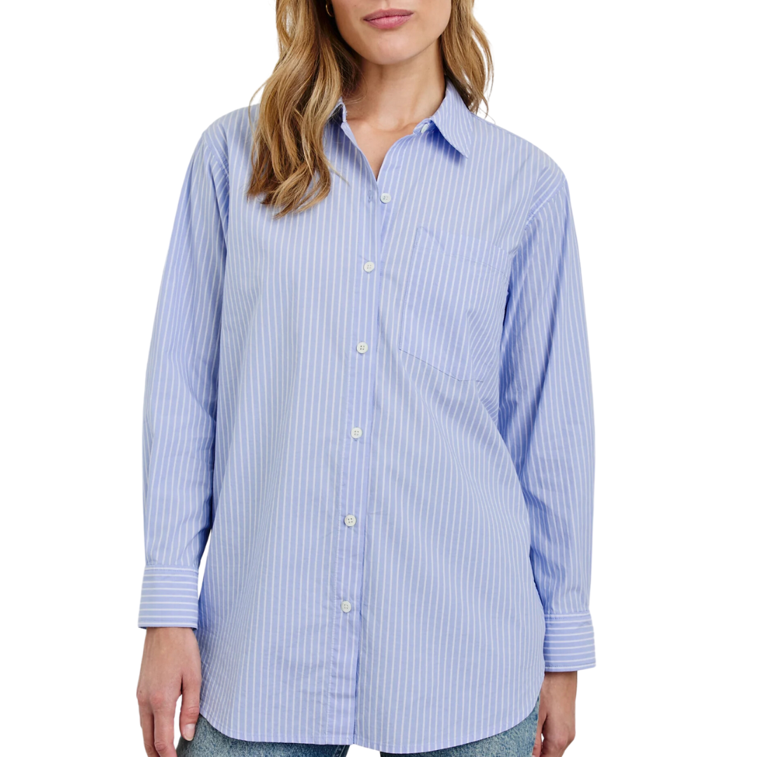 Elsa Shirt in Oxford White Stripe