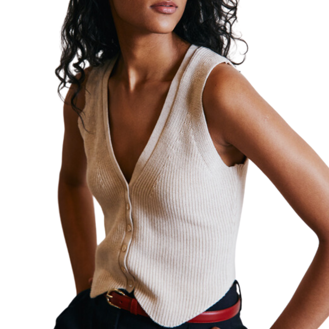 Shaker Vest in Natural