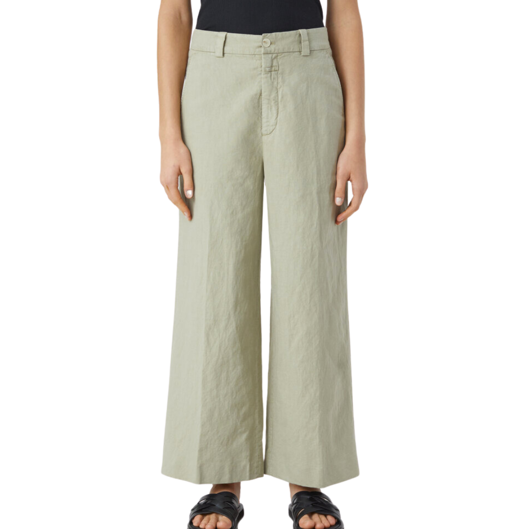 Barton Cotton & Linen Pants in Light Moss Green