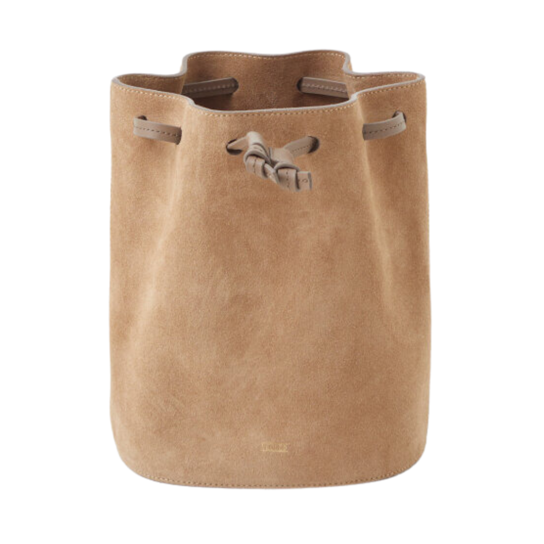 Suede Bucket Bag in Reed Beige