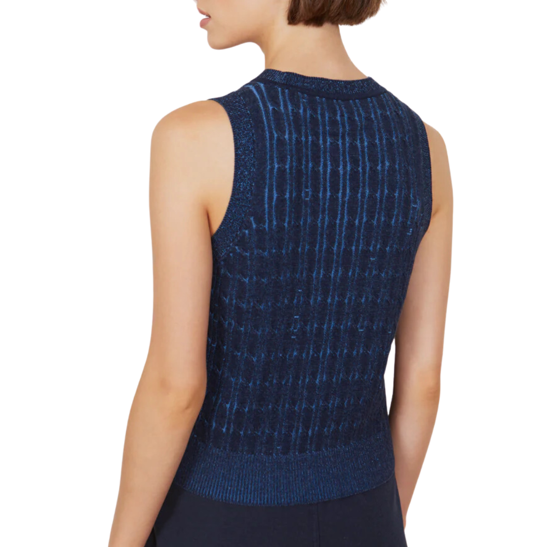 Skylar Cable Vest in Navy/Cornflower