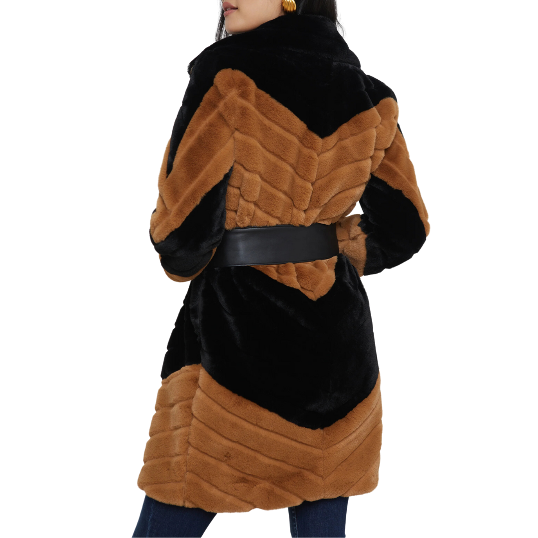 Zoya Coat in Black/Biscotti