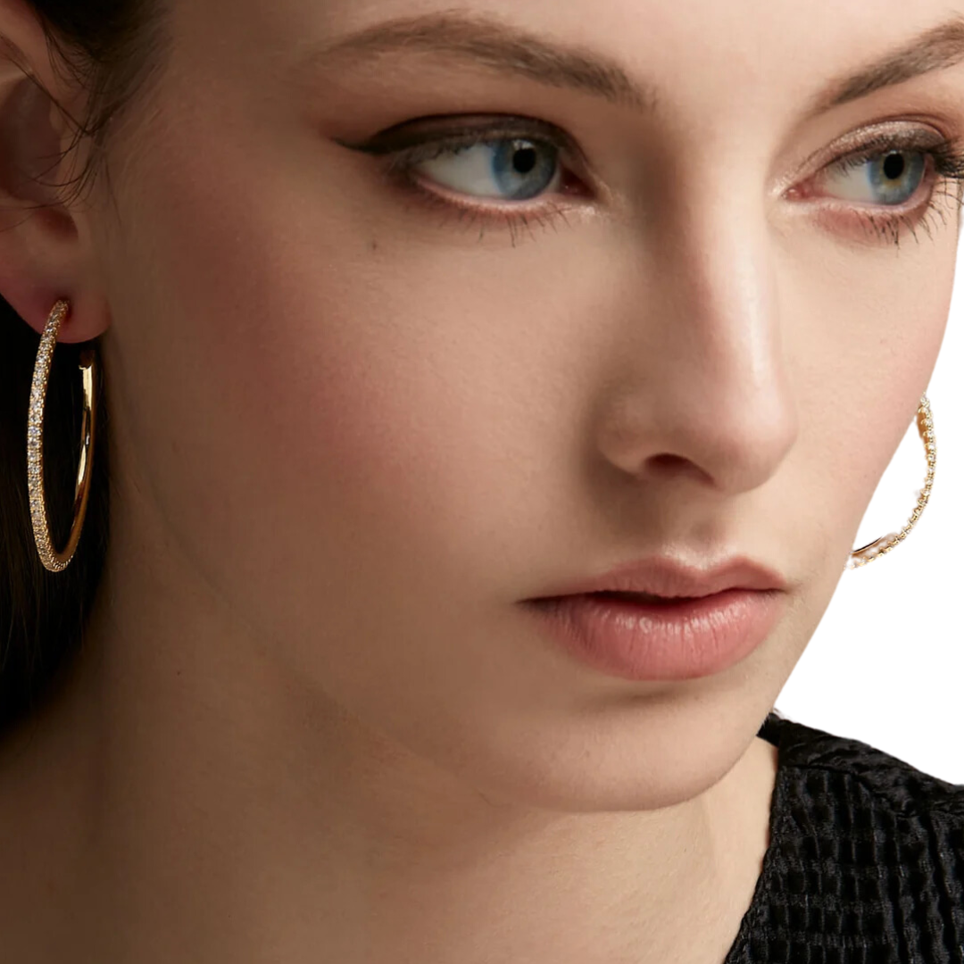 Large Pavé Hoop Earring in Gold