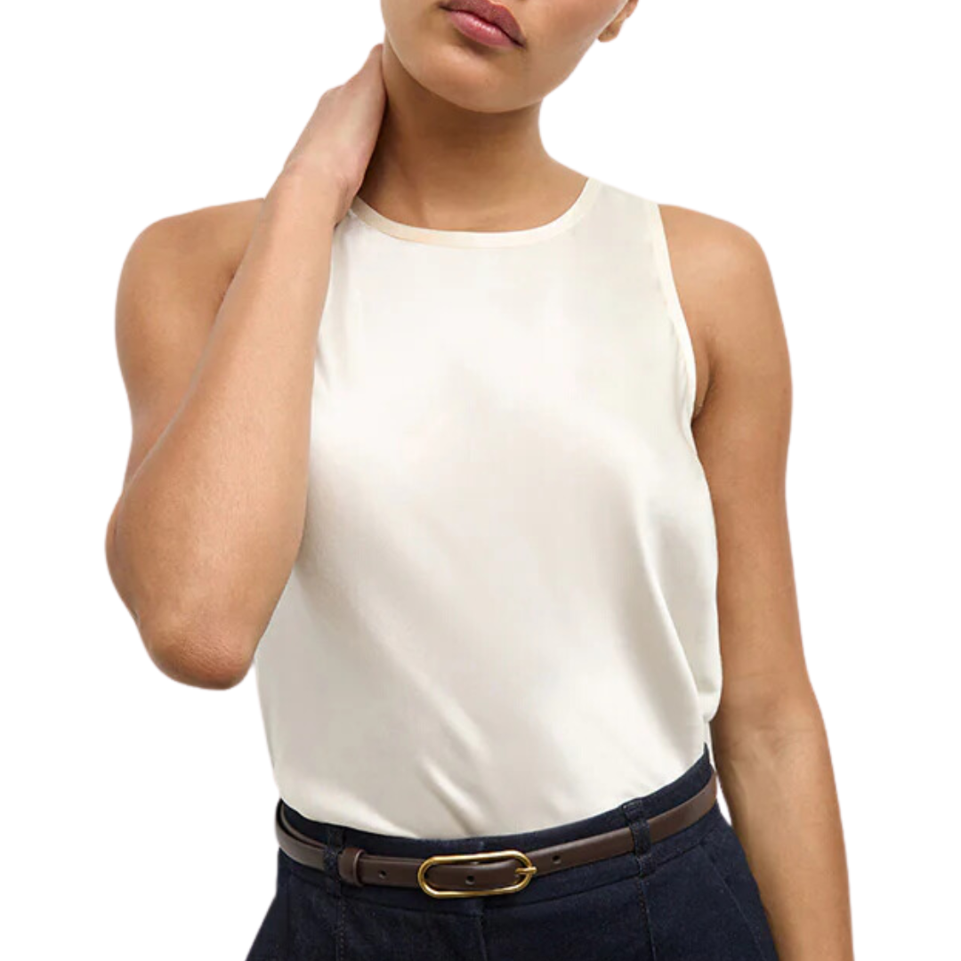 Sabrina Stretch-Silk Tank in Ivory