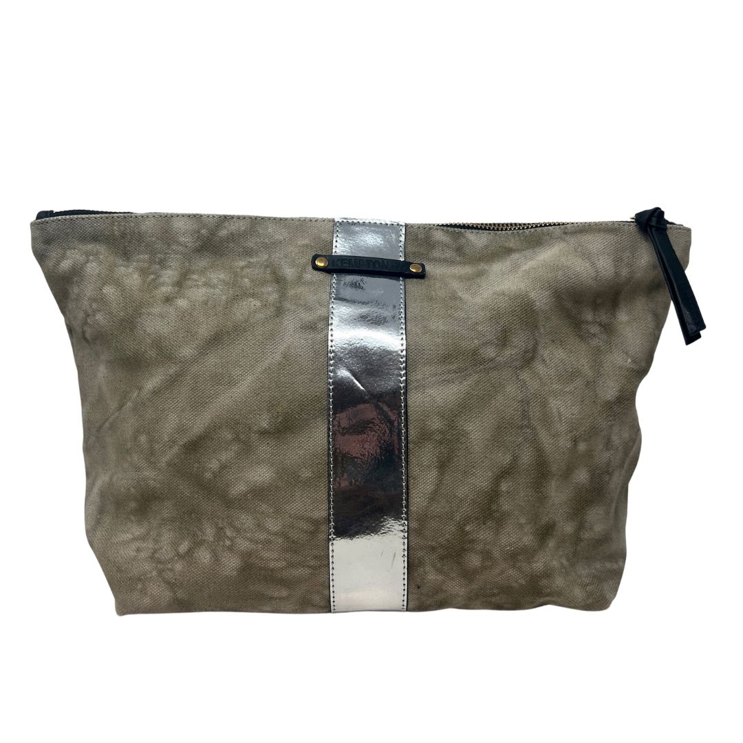 Large Postal Silver Stripe Pouch in Natural