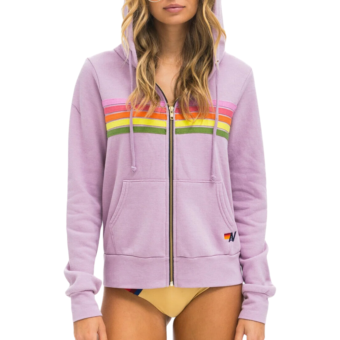 5 Stripe Hoodie in Mauve/Pink/Green