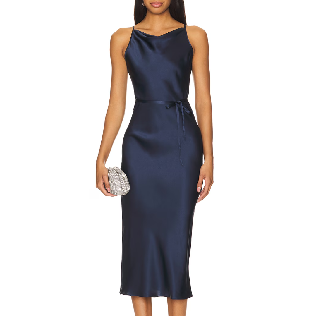 Shaelyn Silk Dress in Ink