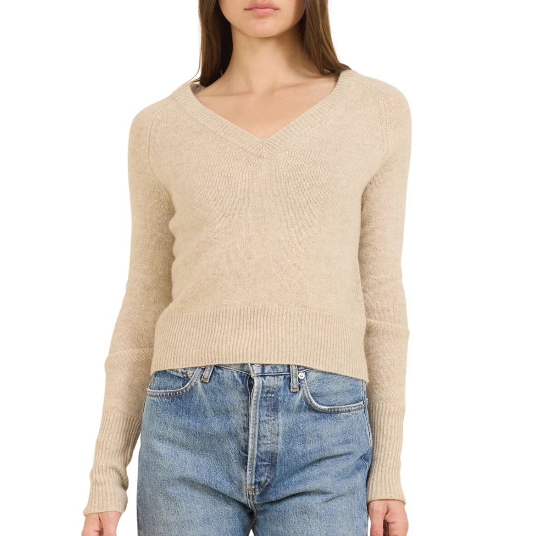 Blakely Cashmere Vneck in Oatmeal