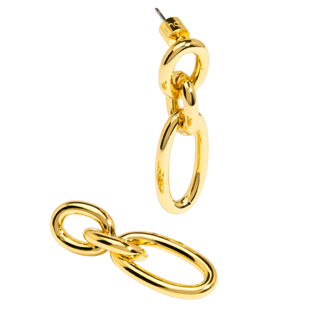 Double Oval Link Drop Earring in Gold