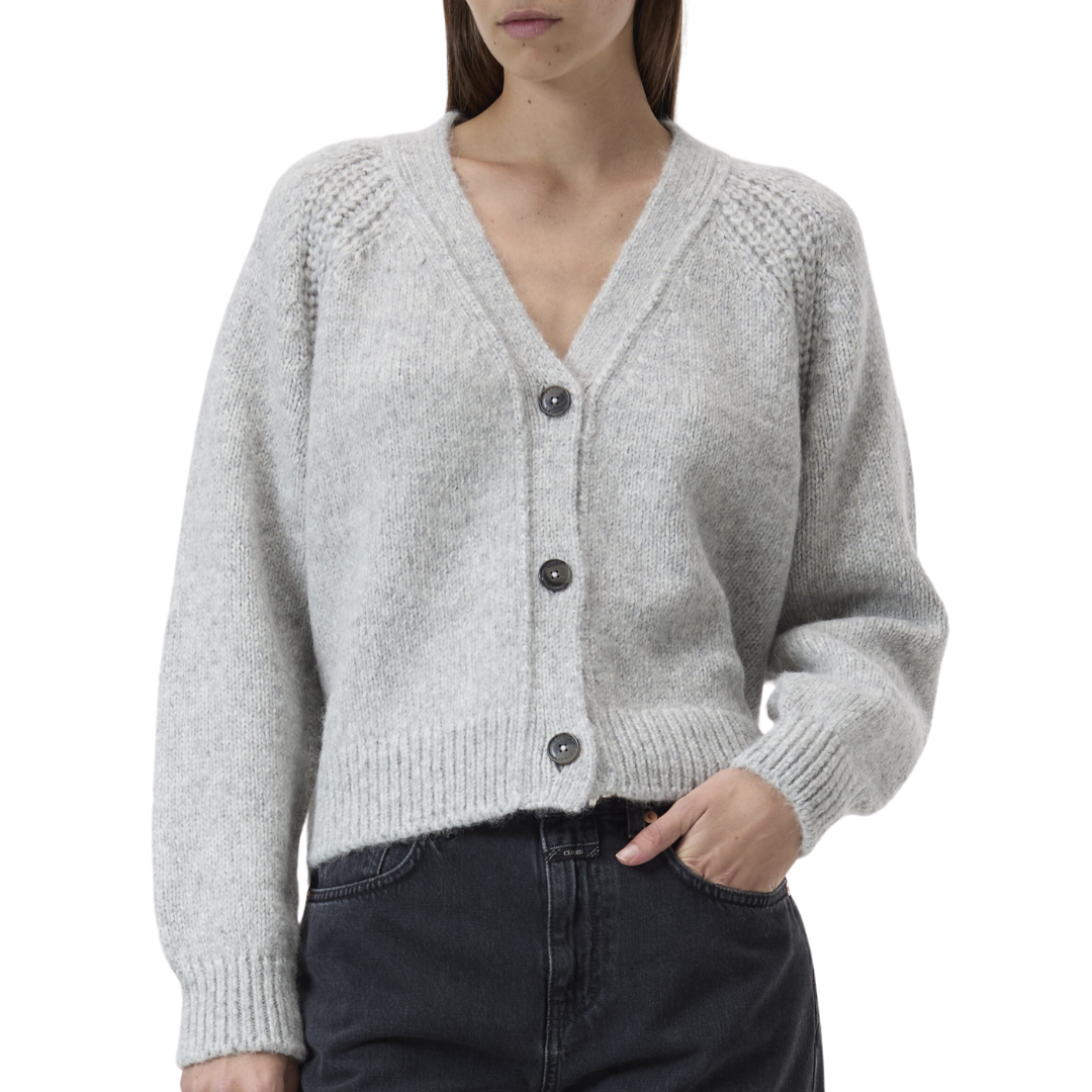 V Cardigan in Light Grey Melange