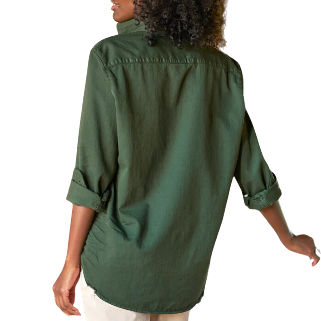 Eileen Relaxed Button-Up Shirt in Denim Vintage Green