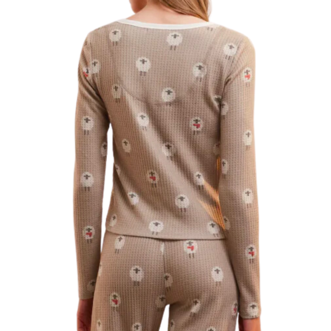 Fireside Sheep Long Sleeve Top in Burlap