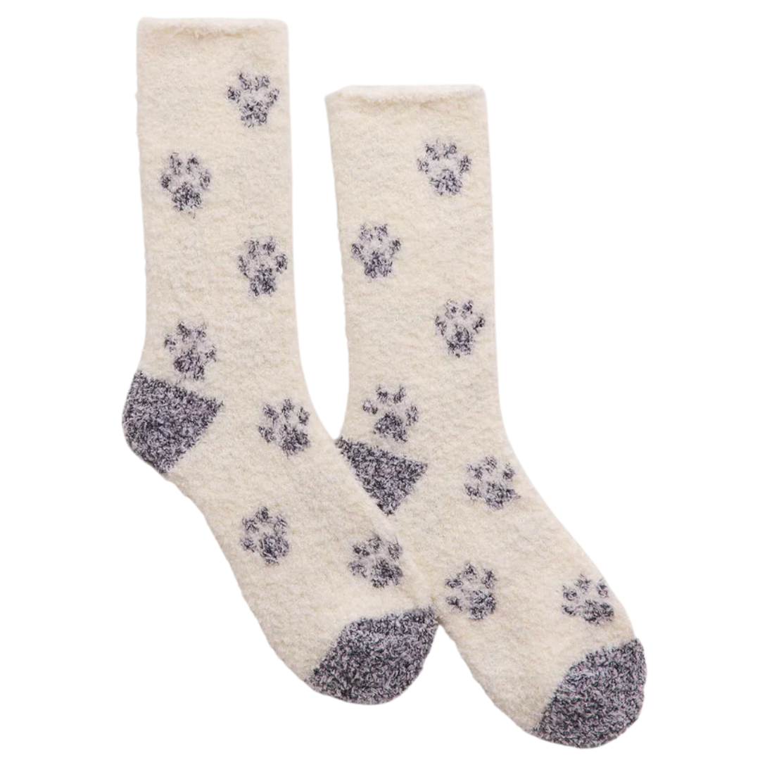 Plush Paw Socks in Bone