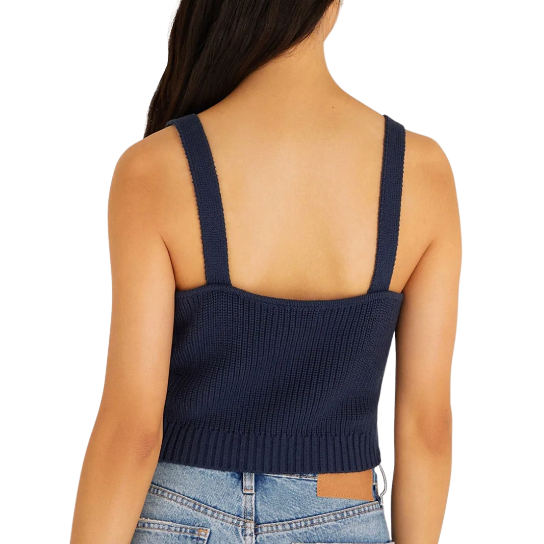 Elsa Rib Sweater Knit Cami in Midnight Blue