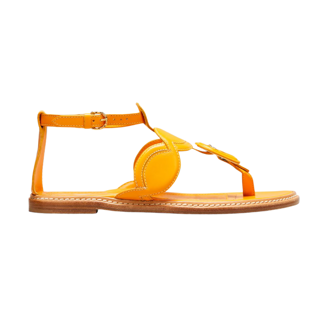 Arabella Braided Leather Sandal in Marigold