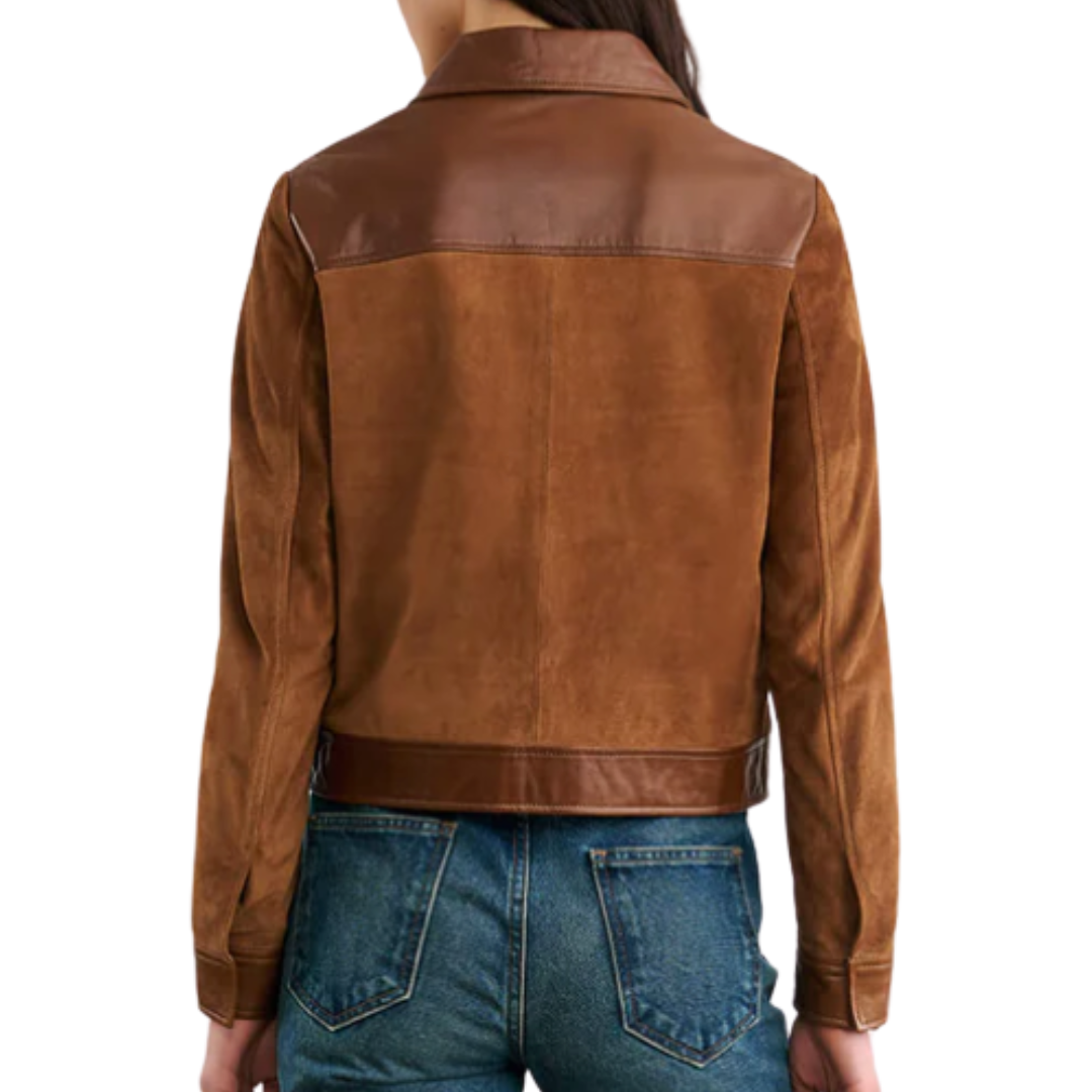 Freddie Suede Jacket in Martora/Cognac