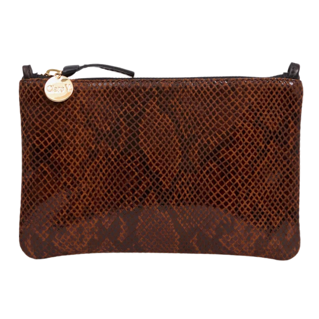 Wallet Clutch with Tabs in Auburn Embossed Python