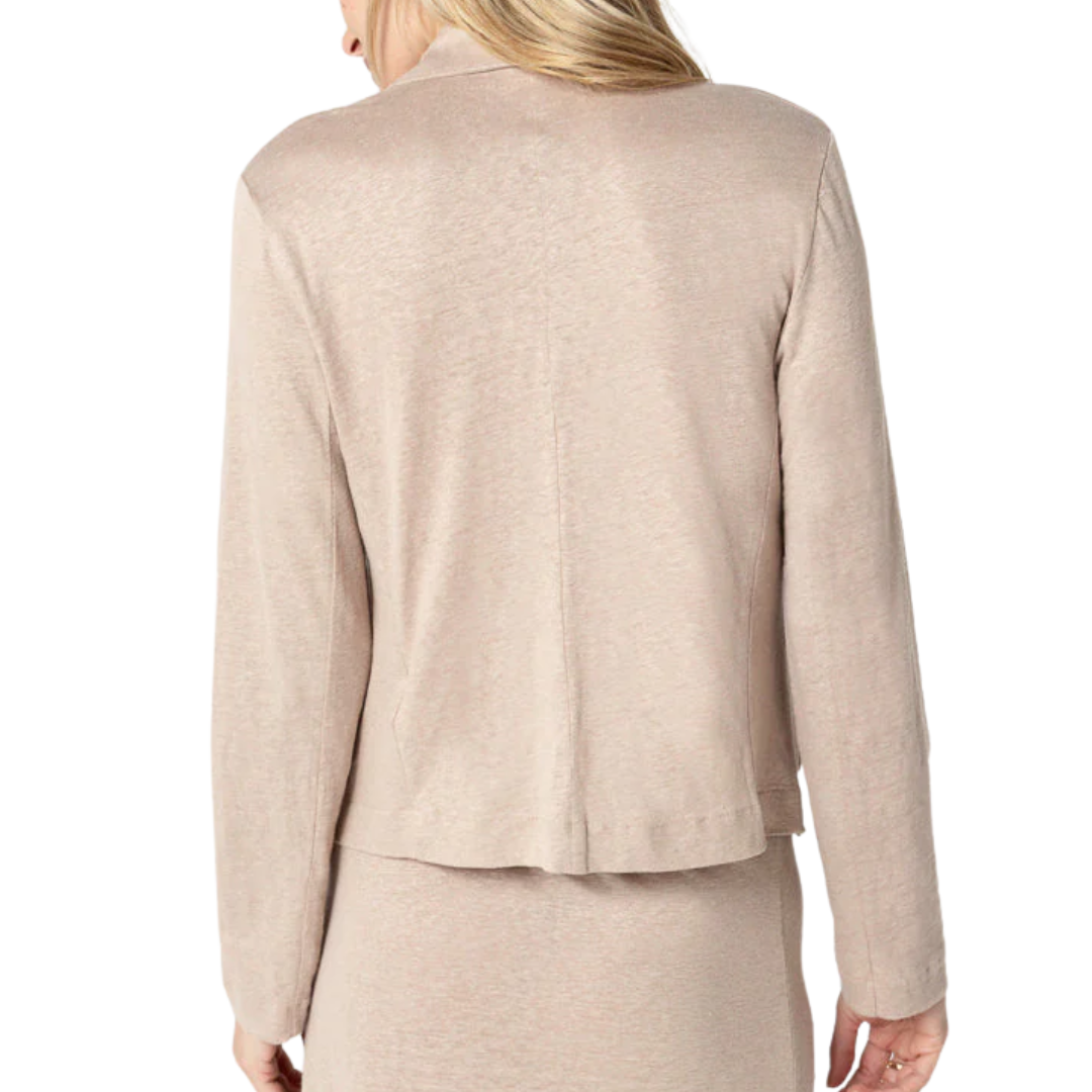 Stretch Linen Three Button Blazer in Desert