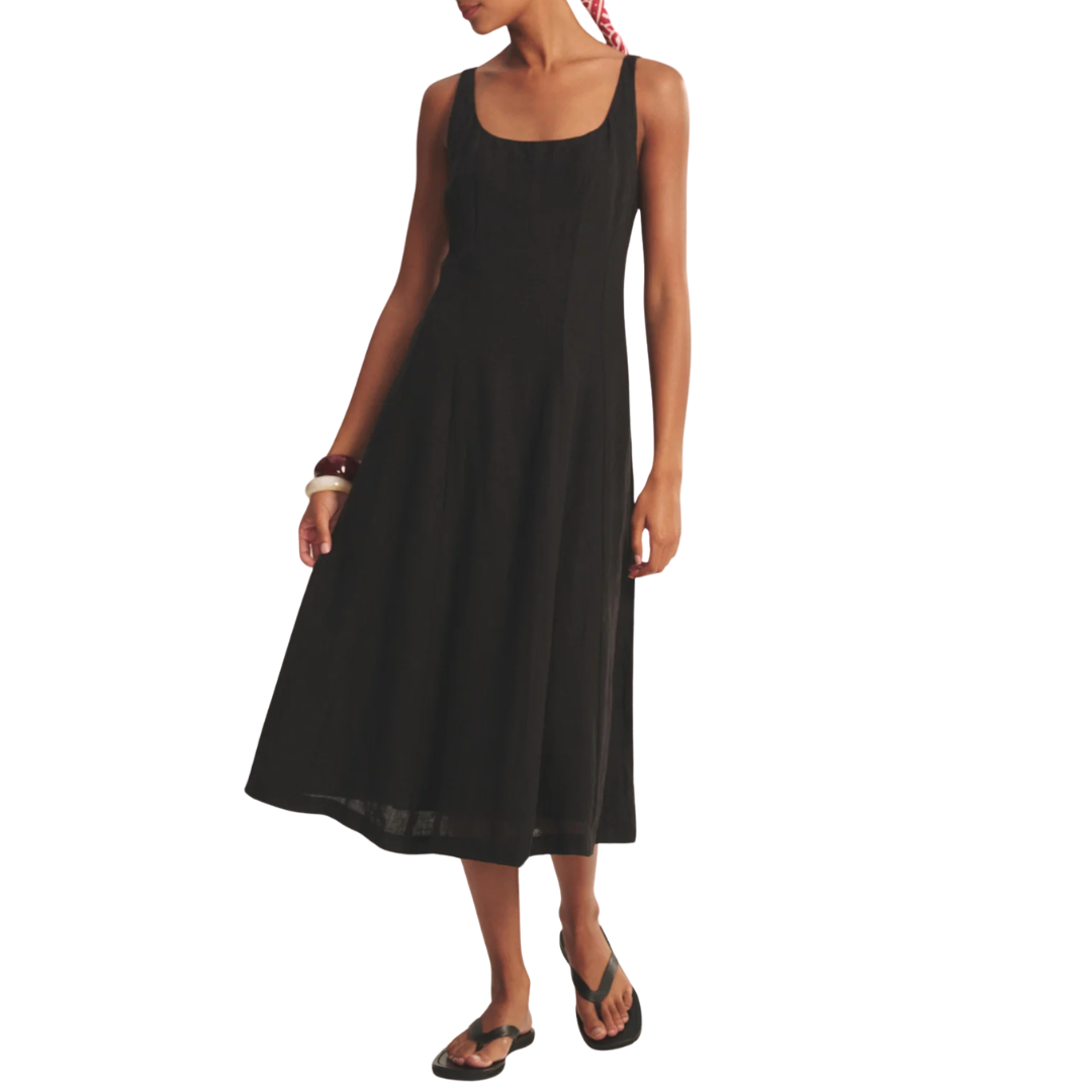 Austen Linen Dress in Black
