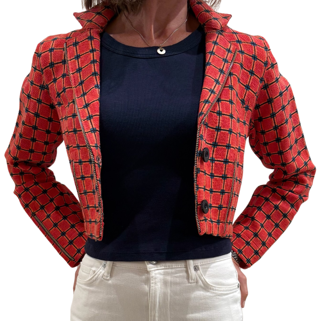 Cropped Moto Jacket in Orange