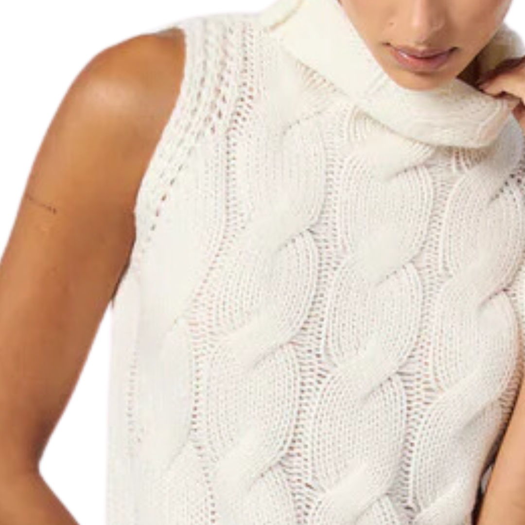 Saige Cropped Turtleneck in Gardenia