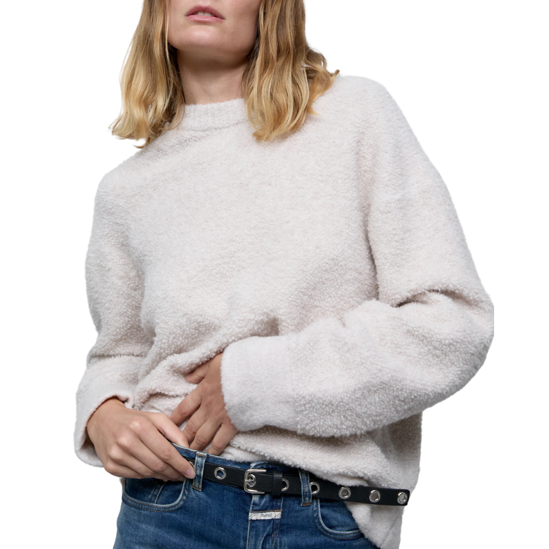 Wool Blend Bouclé Jumper in Pearl Beige