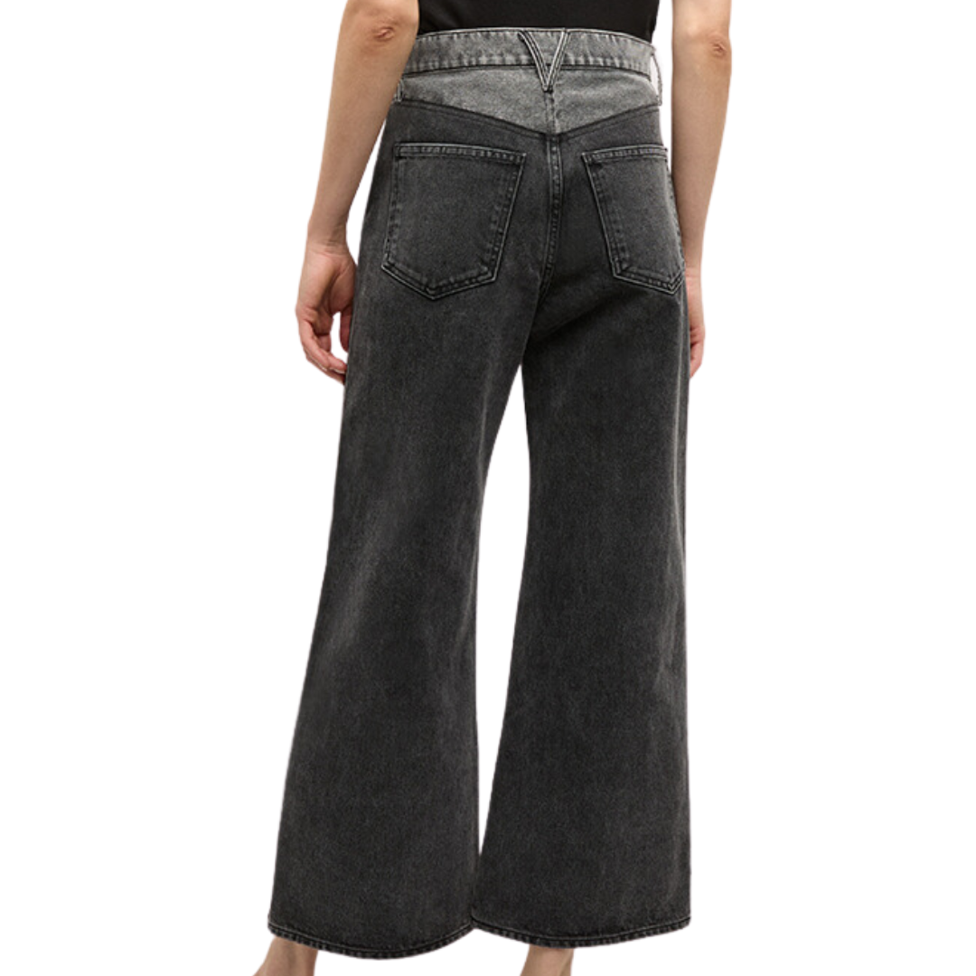 Taylor Two-Tone Wide-Leg Jean in Volcanic Stone Colorblock