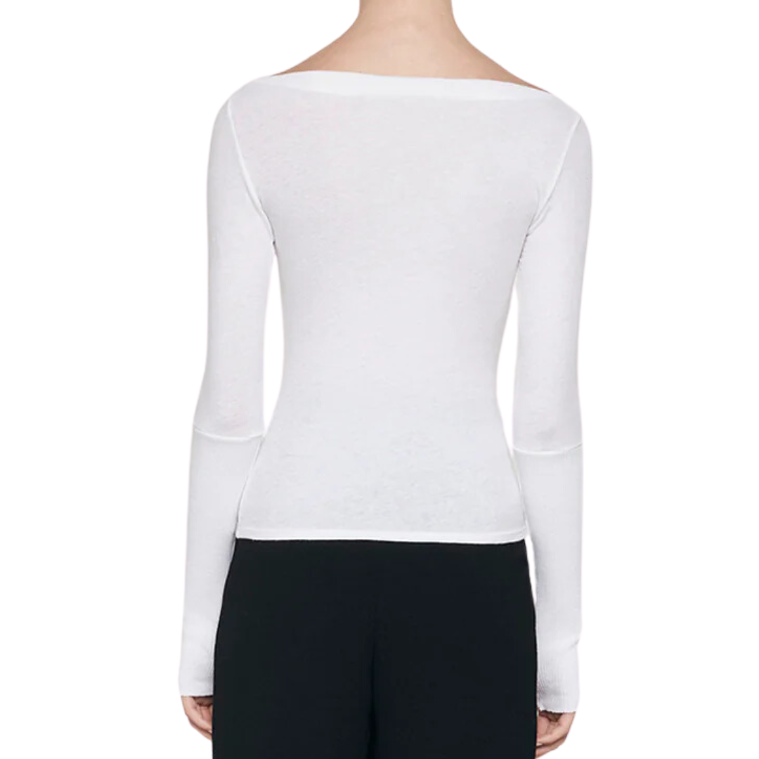 Cashmere Boatneck Top in White
